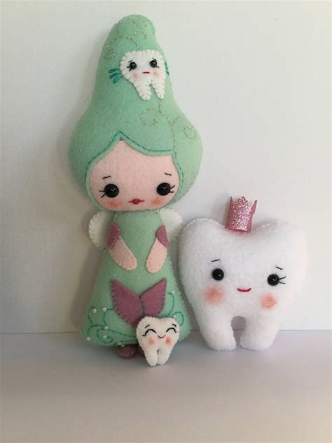 Tooth fairy plush wool felt soft toy doll Noialand design.