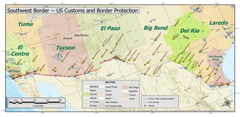 Map of U.S. Border Patrol Sectors from Del Rio to Brownsville. Shows ...