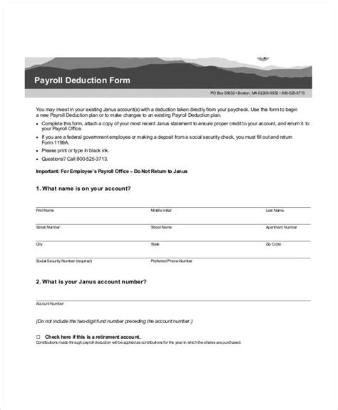 Payroll Deduction Form | Free Payslip Templates