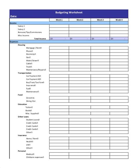 Small Business Budget Sheet ~ Excel Templates