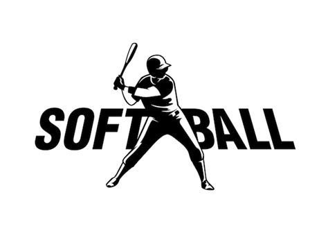 Softball logo in black white style Vector | Premium Download