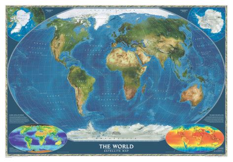 World NG Satellite 30x43; Paper - WORLD NG Satellite map 30"x43" - Shop Online at WorldOfMaps.com