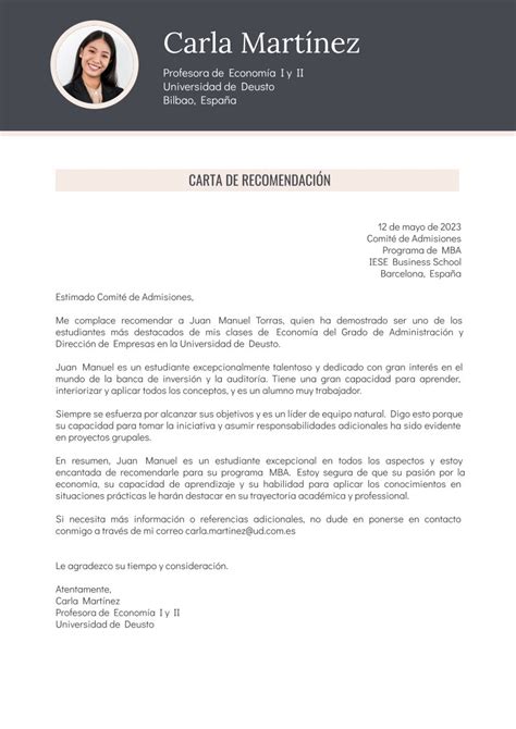 Carta de recomendación para estudiante: ejemplo para descargar