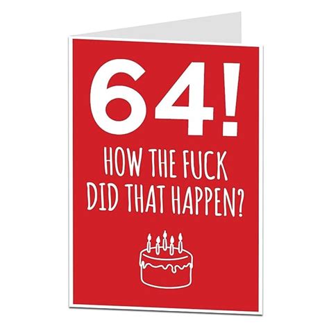 Funny 64th Birthday Card 64 Today for Him & Her. Other Ages Available: Amazon.co.uk: Office Products