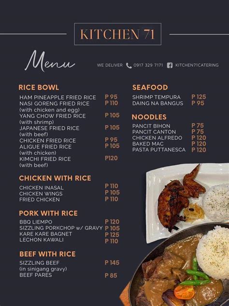 Menu at Kitchen71 restaurant, Angono