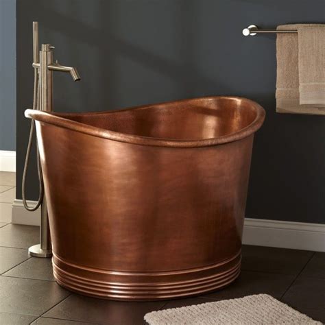 Cute L Round Tub Antique Copper Seat in Japanese Soaking Tubs for Small Bathrooms | Japanese ...