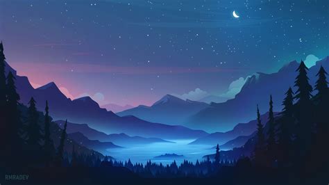 Starry Mountain Serenity - 4K Ultra HD Wallpaper by rmradev