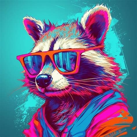 Premium AI Image | a cartoon of a raccoon wearing sunglasses.