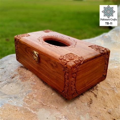 Elegant Wooden Tissue Box Cover with Carving Art | Pakistani Crafts