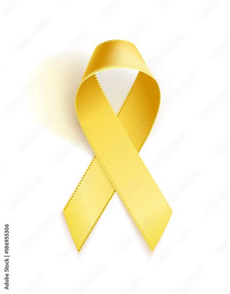 Vetor de Childhood Cancer Awareness Ribbon. Realistic yellow ribbon, childhood cancer awareness ...