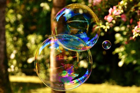 iridescent, bubble wand, nature, focus on foreground, sphere ...