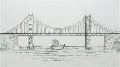 How to draw Golden Gate Bridge step by step - YouTube