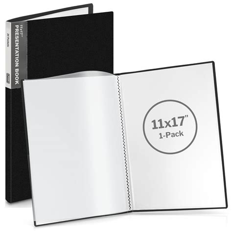 Dunwell 11x17 Binder with Sleeves - (Black), Art Portfolio Folder 11 x 17, Large Folder with ...