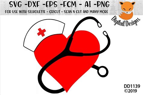 Nurse Stethoscope Heart SVG (196127) | Cut Files | Design Bundles