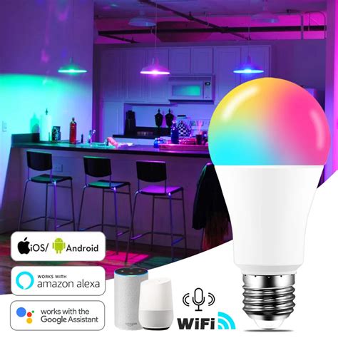 15W WiFi Smart Light Bulb B22 E27 LED RGB Lamp Work with Alexa/Google ...