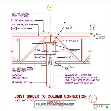 ST17.0 - Steel Joist Girder To Steel WF Column Details | AxiomCpl: Central Professional Library