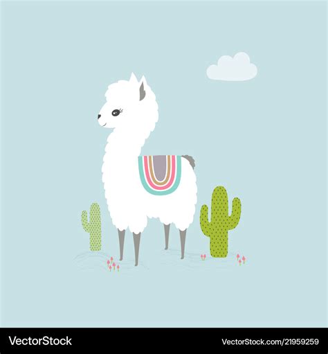 Cute cartoon llama Royalty Free Vector Image - VectorStock