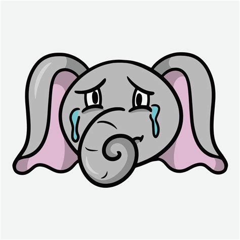 triste lindo elefante con lágrimas dibujos animados elefante emociones, personaje llorando ...