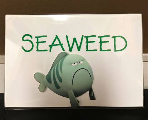 Bubble Guppies Birthday Party - Mr. Grumpfish table sign for seaweed ...