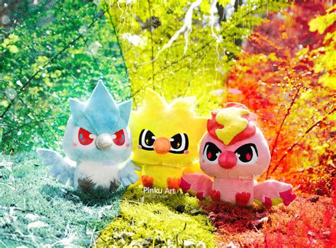 Shiny Articuno Zapdos Moltres plush trio! by PinkuArt on DeviantArt