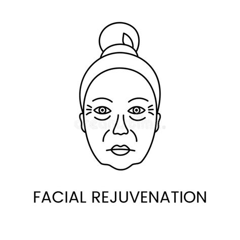 Facial Rejuvenation with Laser Cosmetology, Line Icon in Vector Woman ...