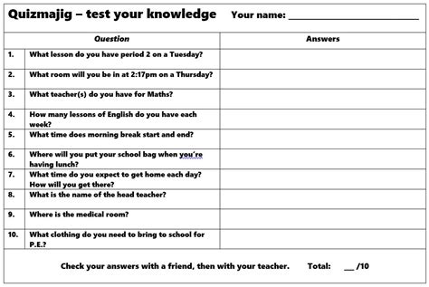 Back to School Quiz | Teaching Resources