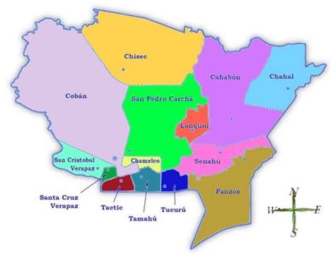 Political map of Alta Verapaz