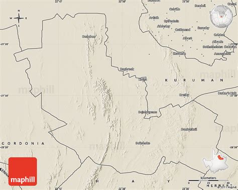 Shaded Relief Map of POSTMASBURG