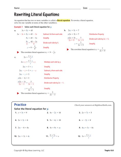 Literal Equations Worksheet Answers – Englishworksheet.my.id