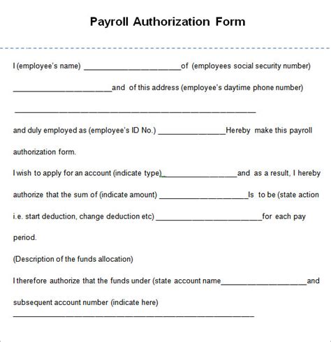 FREE 6+ Payroll Authorization Forms in PDF