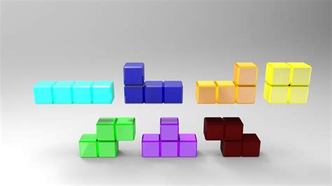 Tetris blocks 3D Model Game ready .obj .fbx - CGTrader.com