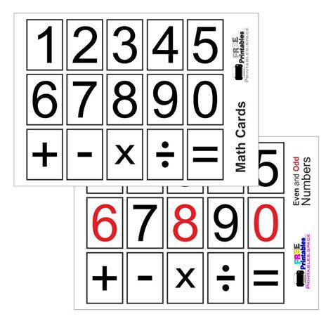 Free Printable Math Flash Cards with Numbers and Symbols - Free Printables