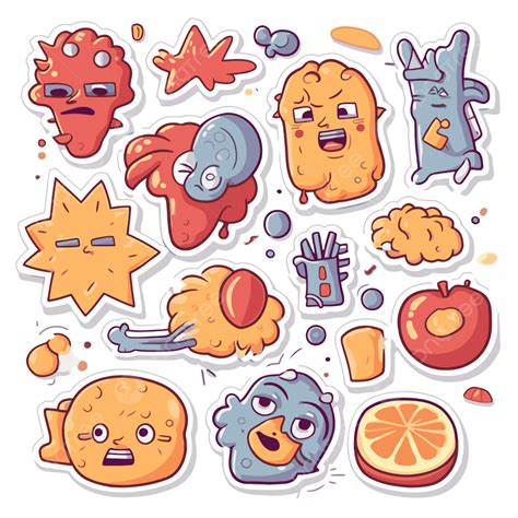 Set Of Cartoon Stickers With A Variety Of Colors Clipart Vector, Signs ...