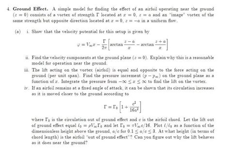 Solved Ground Effect. A simple model for finding the effect | Chegg.com