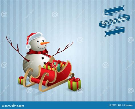 Snowman and Sleigh Postcard Stock Vector - Illustration of cartoon ...