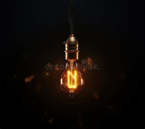 Dark Room with a Light Bulb Hanging Over a Dark Room Stock Photo ...