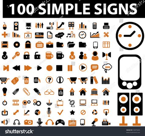 100 Simple Signs Vector Stock Vector (Royalty Free) 53875603