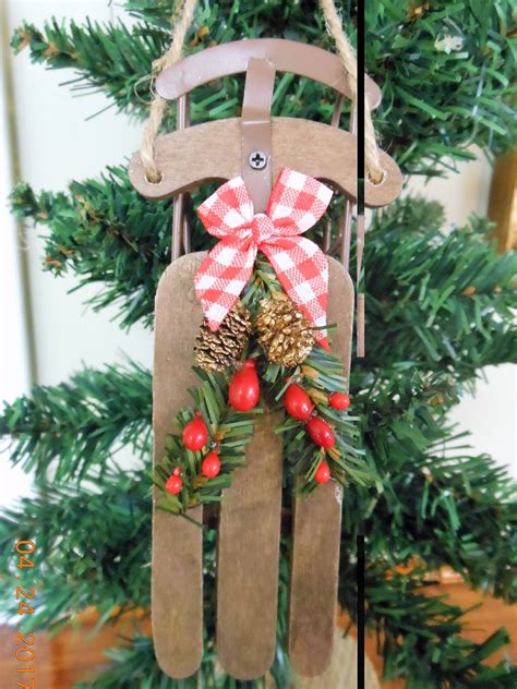 Sled Ornament Country Christmas Ornament Rustic Christmas Ornament ...