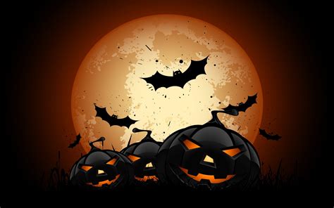 #4524730 #pumpkin, #Halloween, #bats, #Moon wallpaper - Mocah HD Wallpapers