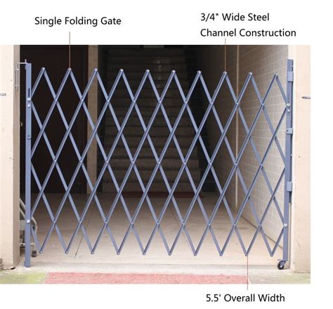 Grey Steel Folding Security Gates For Business Metal Scissor Gate Unassembled