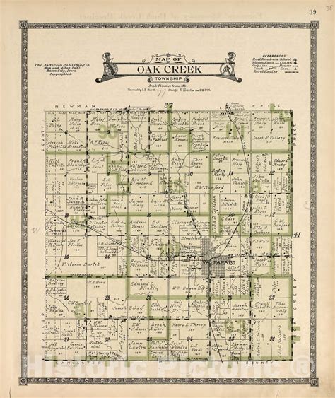 Historic 1916 Map - Atlas of Saunders County, Nebraska - Map of Oak Cr ...