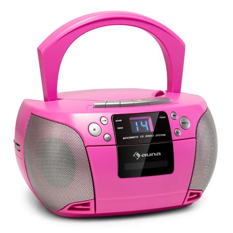 Harper CD Boombox, CD-Player, Bluetooth, Cassette, UKW, AUX, USB Fuchsia