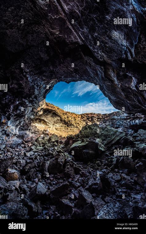 Indian Tunnel Idaho Inside Lava Tubes Cave Craters of the Moon National Preserve Stock Photo - Alamy