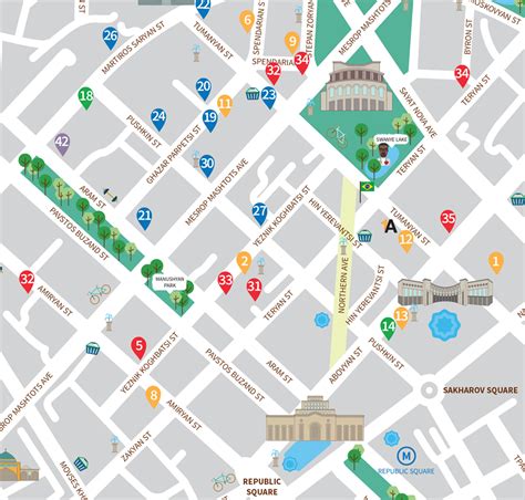 "1AInsideYerevan" crowdsourced guide map to Yerevan on Behance