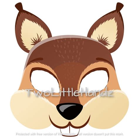 Squirrel Printable Mask Animal Masks for Kids Party Printable Coloring Page Digital Download ...