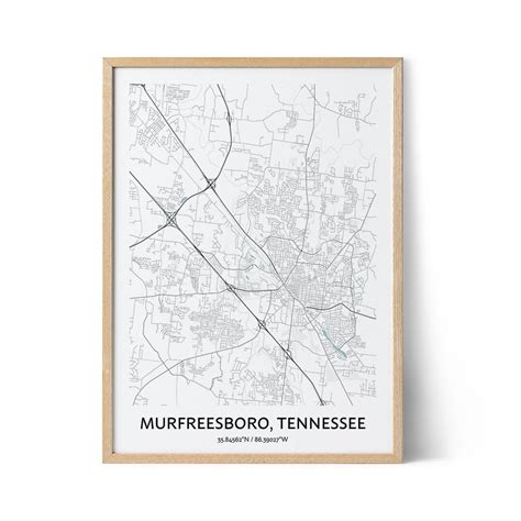 Murfreesboro Map Poster - Your City Map Art - Positive Prints