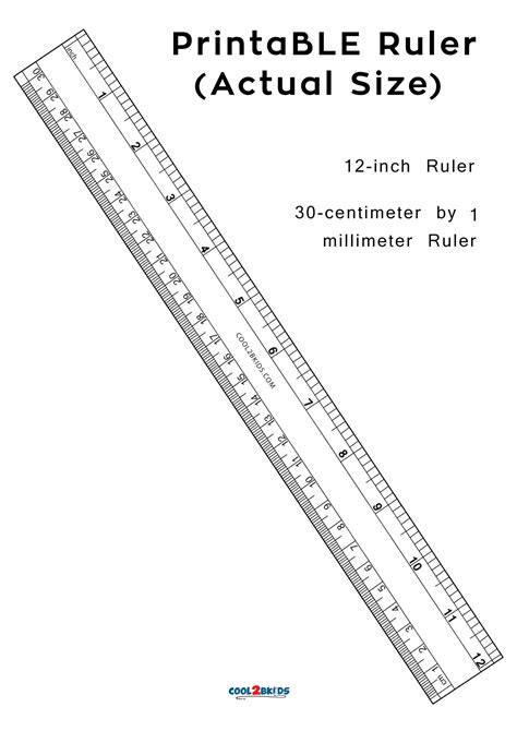 Printable Ruler: 12-Inch Actual Size | Cool2Bkids - Printable Ruler ...