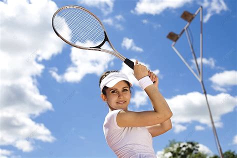 Young Woman Tennis Player On The Court Standing Tennis Court Athlete ...