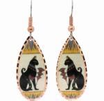 Ancient Egyptian Cat Earrings, Wholesale Copper Egyptian Cat Jewelry