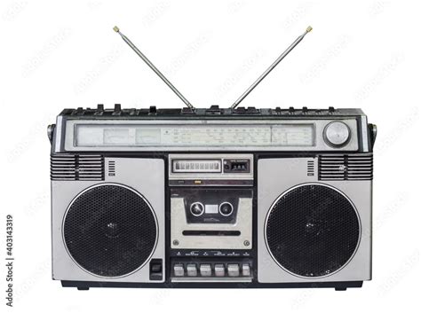 retro radio cassette recorder,old radio with old-fashioned tape player ...